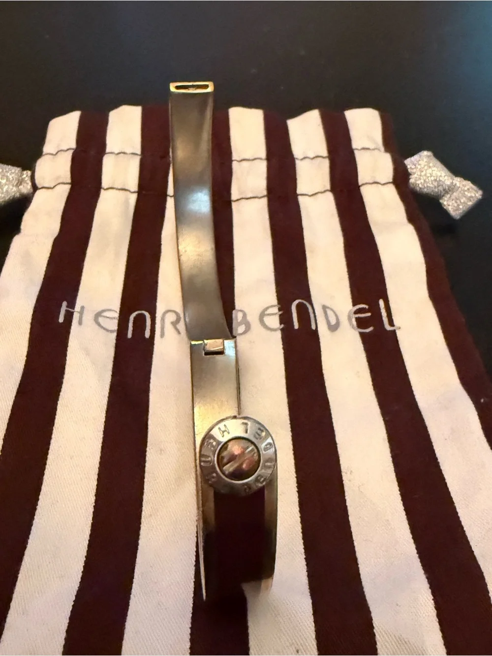 Henri Bendel Women's Striped Enamel Bangle Set in Orange and Brown
